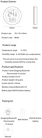 Cleargrass High precision Bluetooth Temperature and Humidity Detector H Version, Baby Room Monitor with 1 year Button Battery Powered, Support Homekit Smart Device Control