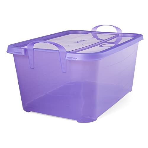 Life Story 6 Pack Light Duty Stackable Storage Bin, 55 Quart Home Organizer, Versatile Lightweight Locking Bins with Carrying Handles, Purple