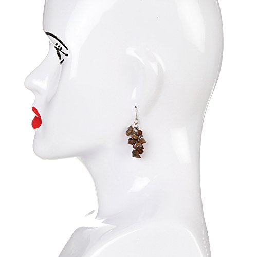 Image of DCA Brown Tiger Eye Women Earrings (Brown)(2083)