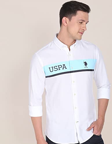 Image of U.S. Polo ASSN. Brand Printed Tailored Fit Shirt for Men - 100% Cotton, Breathable & Comfortable, Full Sleeves Casual Shirt for Men