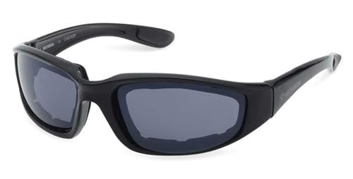 Harley-Davidson Men's Checker Square Sunglasses, Shiny Black Plastic Frames