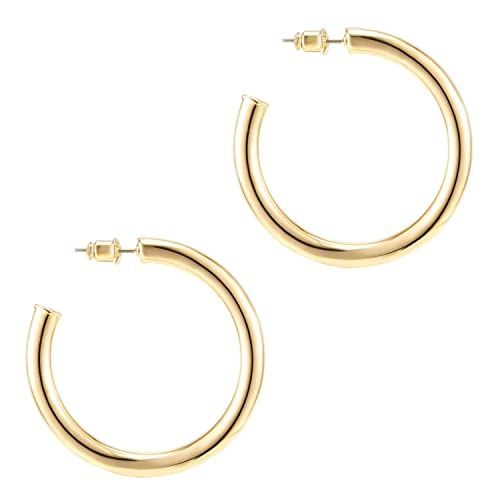 Boucles d'oreilles créoles légères anti mal de lobe plaquées or 14k