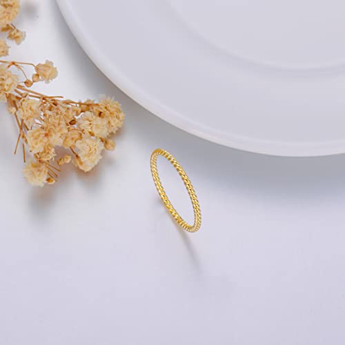 SISGEM 14K Real Gold Twist Band for Women Yellow Gold Rope Wedding Ring Anniversary Bride Wedding Jewelry Gifts for Her,Size 5-113