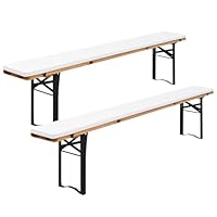 FXKS 2er-Pack Bierbankauflage Gepolstert,Bierzeltgarnitur Auflage, Bierzeltgarnitur Bankauflage 220x25x3cm XL,Waschbare Bierbankauflagen Gepolstert Auflage für Partyzeltgarnitur(Weiß,Wasserdicht)