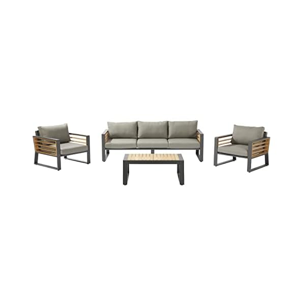 IONIS Gartenlounge Set Aluminium & Teak Anthrazit
