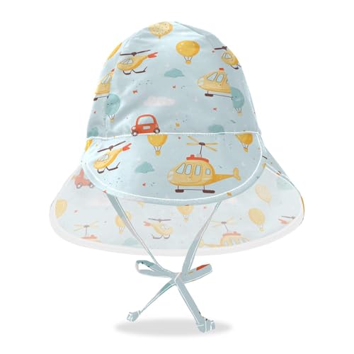 Blue Balloon Plane Unisex Baby Beach Hat Boy Beach Caps Baby Girls' UPF 50+ Wide Brim Traveling Camping