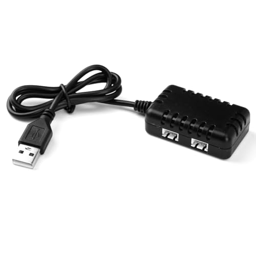 2S 7.4V 1 to 2 USB Charger Cable for Lipo Battery SCX24 RC Car 1A with XH-3P Connector Balance Charging Compatible with Axial SCX10 7.4V 2S Lithium Battery RC Car Drone Truck Quadcopter Boat Airsoft
