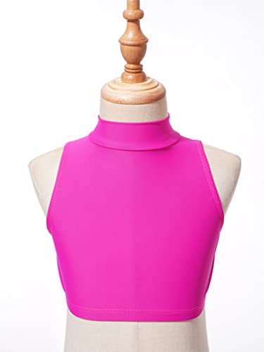 Girls High Neck Athletic Sports Bra Crop Top Gymnastics Workout Gym Fitness Vest Tank Top T Shirt3