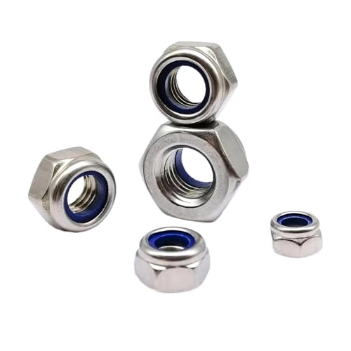 Tuerca autoblocante de nailon hexagonal, tuerca Nylock, contratuerca de acero inoxidable A2 304 DIN985, M2, M2.5, M3, M3.5, M4, M5, M6, M8, M10, M12, M16(20pcs M12)