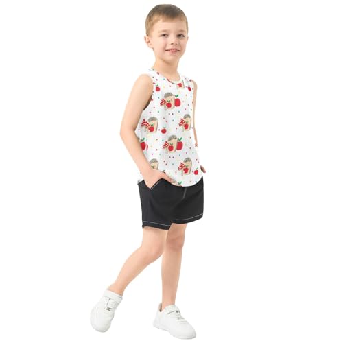 J JOYSAY Hedgehog Mushroom Dots Boys Tank Top Sleeveless Muscle Shirts Quick Dry Kids T-Shirts 3-15T4
