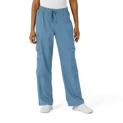 Wink Boundless Womens Classic Wide Leg Cargo Scrub Pant Pacific Blue M