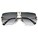 Rimless Oversized Square Sunglasses for Men Trendy Fashion Big Shades Tinted Lens Gold Metal Frameless Glasses UV400 Gray