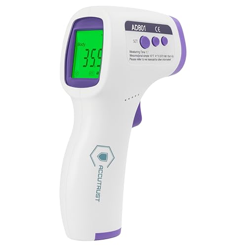 Image of Infrared Digital Thermometer For Fever, Non-Contact Laser Infrared Thermometer Temperature Gun [Battery Included] - White and Blue, Plastic