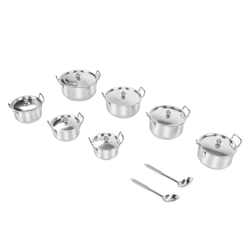 TYCIONG Juego de Baterías de Cocina de Acero Inoxidable, Ollas de Cocina Multiusos con Asas Ergonómicas y Base Multicapa para Todas Las Estufas, Aptas para Lavavajillas de 16 Cm a 28 Cm