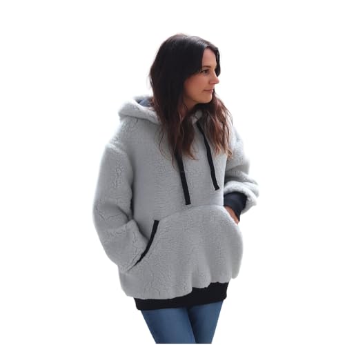 Sweat kangourou en tricot anti-froid : veste polaire naturelle en laine mérinos taille unique