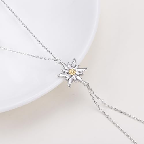 FLYOW 925 Sterling Silver Flower Themed Jewelry Bracelet for Women Birthday Gifts3