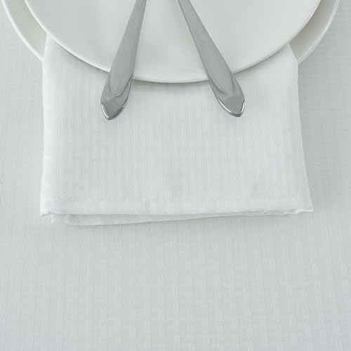 Image of maxmill Cloth Napkins 20 x 20 Inch Weaved Texture Pattern Soft Comfortable and Luxury Serviette for Restaurant Family Dinners Weddings Parties and Banquets Set of 4 Pieces, White