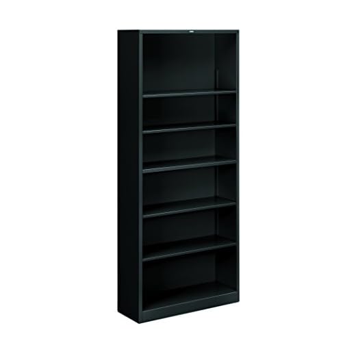 HON Brigade Metal Bookcase - Bookcase with Six Shelves, 34-1/2w by 12-5/8d by 81-1/8h, Black (HS82ABC)
