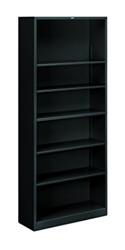 Image of HON Metal Bookcase, 6 Shelves, 34-1 /2 W by 12-5 /8 D by 81-1 /8 H, Black