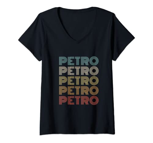 Mujer Vintage 60s / 70s Font and Colors Given / First Name Petro Camiseta Cuello V