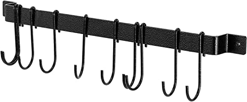 Image of Pan & Pot Lid Organizer Rack - Multifunctional Cookware for Cabinet, Pantry Chopping Board Holder, Space-Saving Kitchen Organizer, Black (L-17 x W-0.5 x H-1 Inches) 10 HOOK-rod
