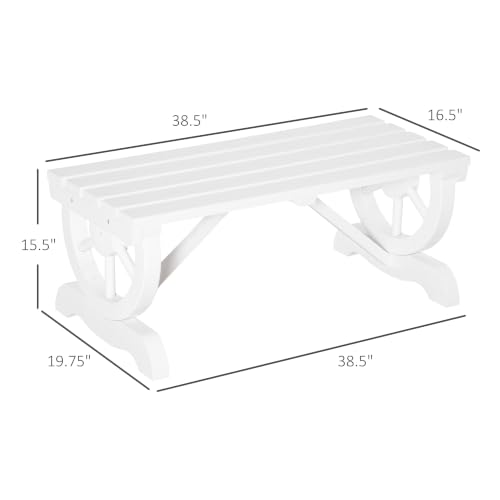 Image of Outsunny 2-Person Wooden Garden Bench Outdoor Wagon Wheel 550 LBS White
