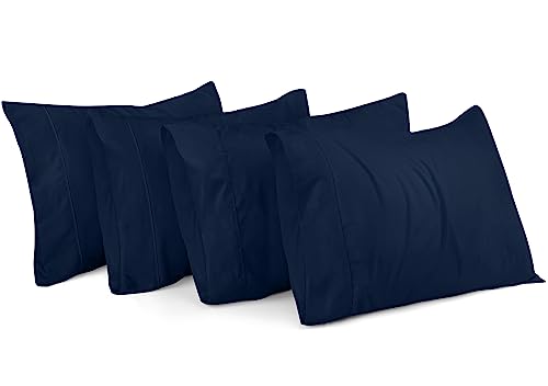 utopia bedding standard pillow cases - pack of 4 - envelope closure - soft brushed microfiber fabric - shrinkage and fade resistant pillow covers standard size 20 x 26 inches (navy)