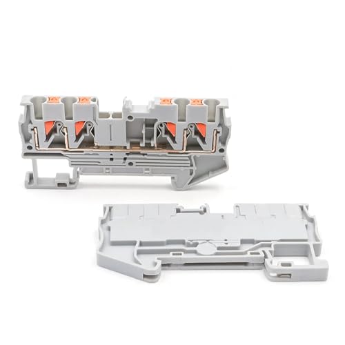 Bloques de terminales para carril DIN PT 2,5 gris de 4 cables y 2,5mm² en pack de 10