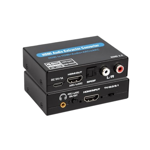 HDMI ����������ARC�Ή� 4K@60Hz HDMI�f�W�^���I�[�f�B�I������ 5.1ch SPDIF���f�W�^��+RCA���� L/R +3.5mm�W���b�N�X�e���X�e���I �����o�� �����R���o�[�^�[ PS5/Fire TV/Blu-ray�Ή�