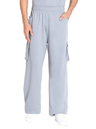 Image of CHKOKKO Men's Baggy Track Pants for Gym Workout Running Casual Wear Sports Lower with Pockets Adjustable Drawstring Waist Lightweight Quick Dry Activewear Fitness