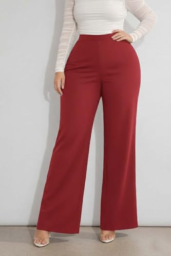 Image of KOTTY Women's High Waist Wide Leg Formal Trousers Elegant Office Wear Pants Plus Size Collection