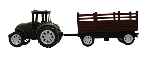Image of Friction Powered Tractor Trolley Toy for Kids | Farm Tractor Toy with Trailer for Boys & Girls | Push & Go Tractor Vehicle Toy | BIS Certified | NeoKiddo (Dark Green)