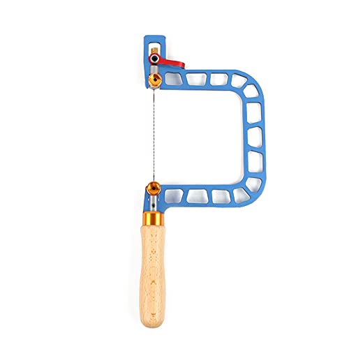Sega manuale a filo in lega di acciaio con telaio in lega di alluminio, per la lavorazione del legno, sega manuale a mano, colore blu (10,2 cm)