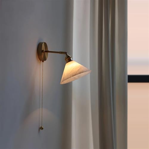 Lámpara de pared LED retro de mármol chino y cobre modelo A para iluminación interior 3