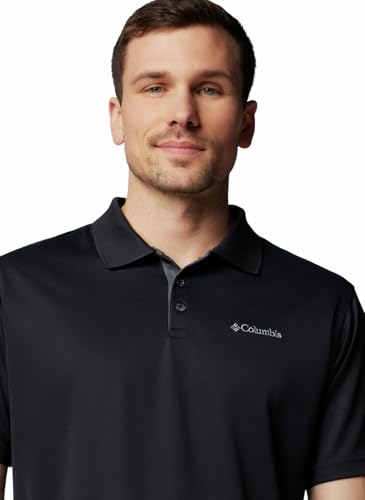 Columbia Mens Utilizer Short Sleeve Polo, Black, Medium
