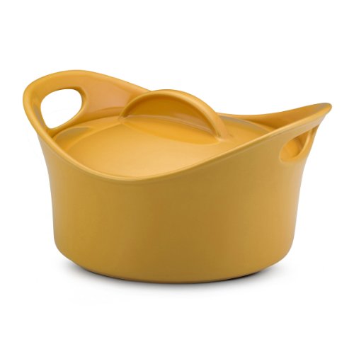 Rachael Ray Stoneware 2.75-Quart Casseround Covered Round Casserole, Yellow