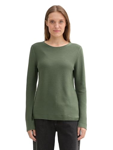Tom Tailor Maglione da Donna in Cotone Biologico, 13182 - Pale Bark Green, XS