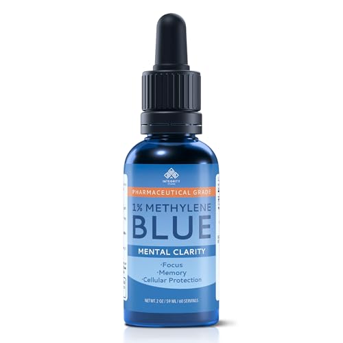 Integrity Vitamins Methylene Blue Drops 1% Solution – Methylene Blue Pharmaceutical Grade, High Purity Water-Based Formula | 60ml Dropper Bottle (1-Pack) | Lab Tested & Made in USA