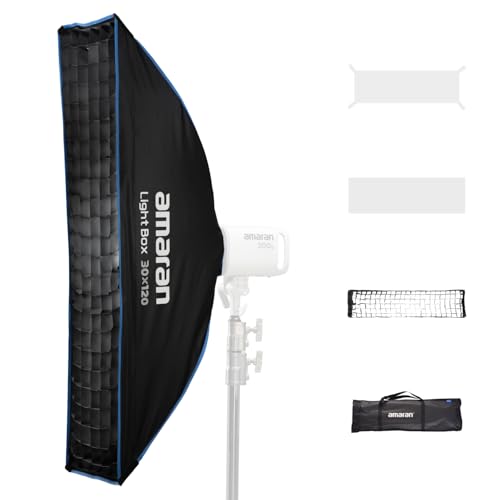 Amaran Light Box 30x120cm Softbox con Montura Bowens, Modificador de Luz Rectangular Estrecho con Difusión & Rejilla para Fotografía de Retrato & Video, Portátil con Bolsa de Transporte