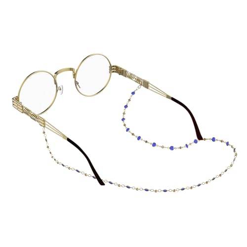 Image of Colorful Beaded Eyeglass Chains for Women - Sunglasses, Spectacle, and Reading Glasses Neck Cord Strap Holder (Beads Chain -Dark Blue)