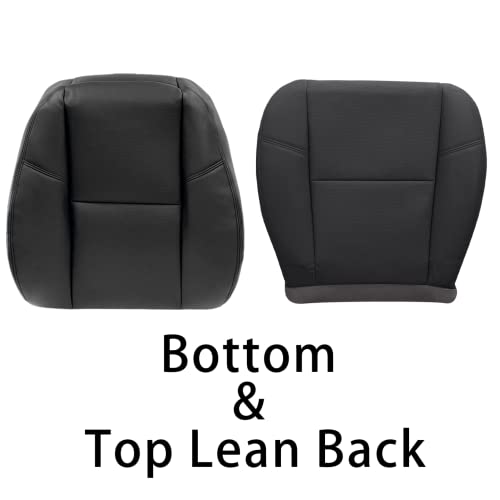 Priprilod Perforated Black Driver or Passenger Side Bottom &Top Lean Back Seat Cover Compatible with Cadillac Escalade 2007 2008 2009 2010 2011 2012 2013 2014