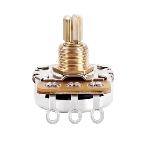 Image of Banworks Brass A500K+B500K Imperial 3 /8 inch Thread Full Sized Pots 24-Spline Split Short Shaft (15.5mm) 2A2B Audio & Linear Taper Potentiometers for Gibson Les Paul LP /SG Fender Strat /Tele PRS JT /XNQ-13