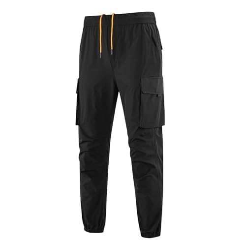 WENKOMG1 Mens Cargo Pants, Casual Drawstring Athletic Hiking Joggers Sweatpants with Pockets, M-6XL