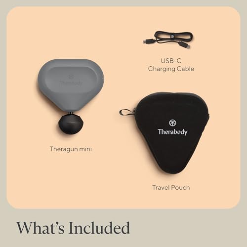 Therabody Theragun Mini 2nd Gen Handheld Percussive Massager, Portable Deep Tissue Massager, Gray