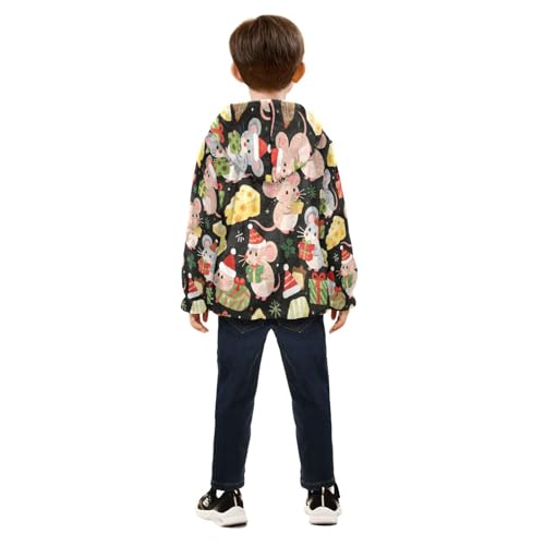 Mice Cheese Santa Hats Toddler Fleece Jacket Girl Boys Hooded Fleece Jacket Coat Warm Outwear Zip-up 3-10T4