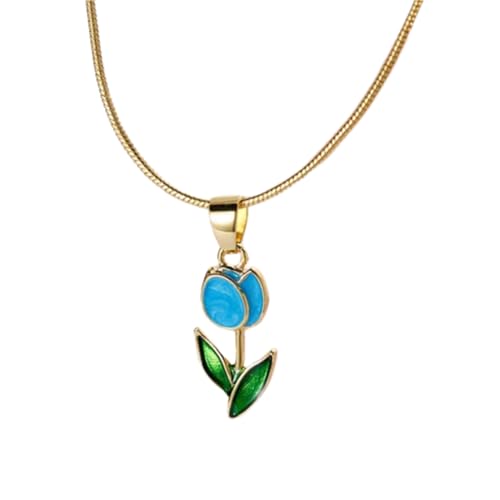 Image of Gold Tulip Necklace Tulip Flower Pendant Necklace Delicate Dainty Tulip Flower Necklace for Women Mother Wife Friendship Jewelry