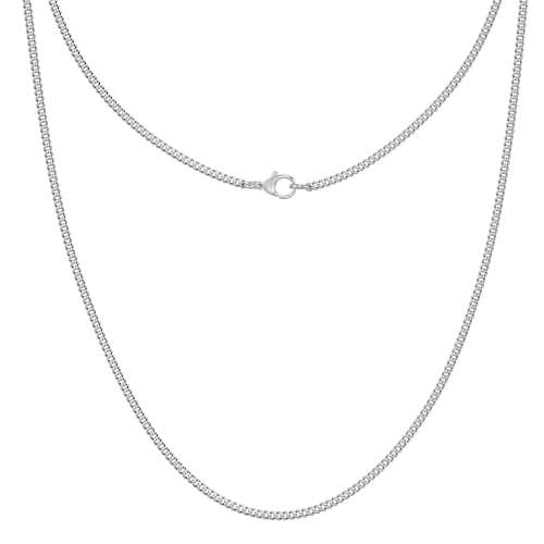Silvadore 2Mm Cuban Link Chain For Women - Small Thin Dog Tag Silver Curb Necklace - Stainless Steel Tone Diamond Cut Girls Neck Jewelry - Birthday Gift For Her Wife Mum - 18 20 22 24 Inch Uk #TOP6