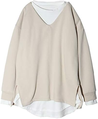 Amazon トレーナー スウェット 裏起毛 タンクトップ ロング丈 インナー セット 重ね着 ベージュ ブラウン チャコール 茶 レイヤード プルオーバー セットアップ トレーナー パーカー 通販