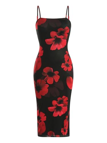 Verdusa Women's Summer Dresses for Women 2025 Floral Midi Dress Sundresses Split Beach Vacation Outfits