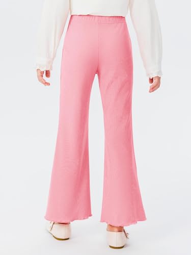 Image of Haloumoning Girls Pants Kids Ribbed Flare Pants High Waist Bell Bottoms 4-12 Years